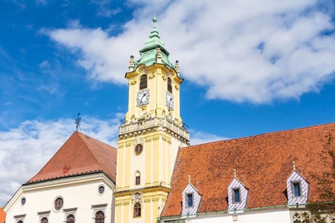 Old Town Hall in the city center of Bratislava, Slovakia, Europe
