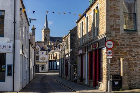 Centre of Stromness, Historic buildings at the harbour, Stromness, Mainland, Orkney, Scotland,