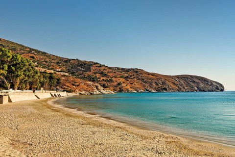 Gialia beach near Stenies village in Andros island, Greece, Europe