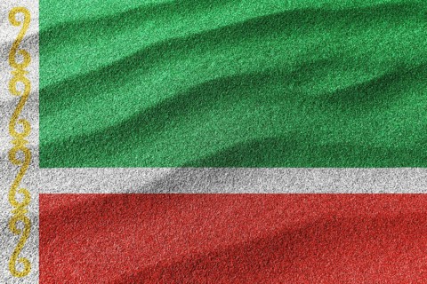 Chechnya sand flag, national flag sand background
