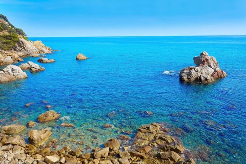 Costa Brava in Lloret de Mar beach at Camins de Ronda track Cala es Flares