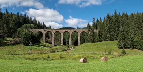 The Chmarossky Viaduct at Telgart village. Technical monument railroad bridge. Slovakia