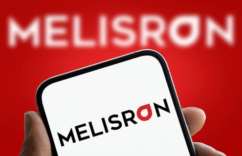 Melisron logo is displayed on smartphone. Melisron Ltd is an Israel based investment company