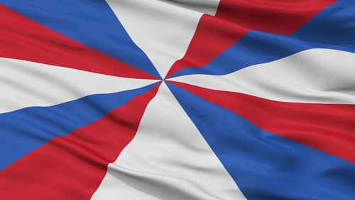 Naval Jack Of Netherlands Flag, Closeup View