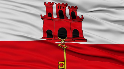 Closeup Gibraltar Flag, Waving in the Wind, High Resolution
