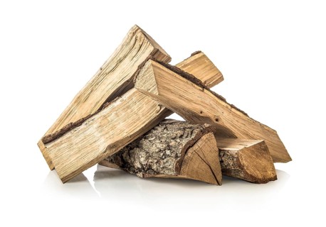 Pile of pine firewoods isolated on a white background