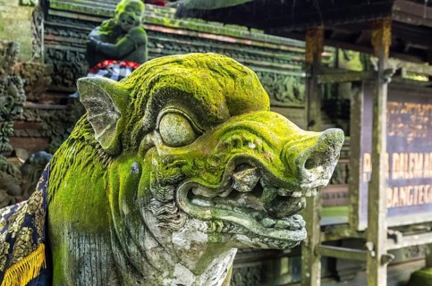 Old statue in Hindu temple in Sacred Monkey Forest, Ubud, Bali, Indonesia, Asia