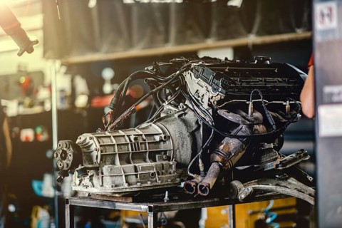 Repairing a car engine in a car service center
