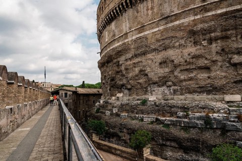 Rome, Italy, August 19, 2016: Castel Sant Angelo a cloudy summer day. The Mausoleum of Hadrian,