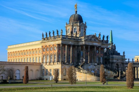 Colonnades with Triumphal Gate, New Palace, Unesco World Heritage Park Sanssouci, Potsdam,