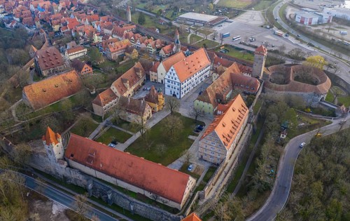 Aerial view of Spital, Spitalbastei, Spitalbastion, Stöberleinsturm, Reichsstadthalle, youth