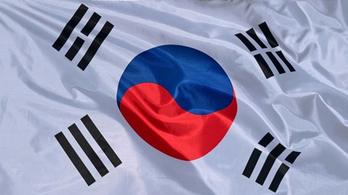 Close-up of a waving flag, national flag of, fabric looks like silk
