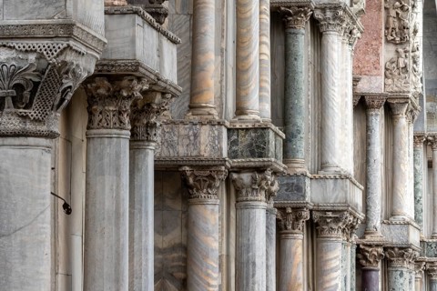Venice, St Mark's Square (Piazza San Marco), St Mark's Basilica (Basilica di San Marco), columns