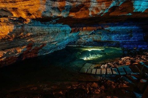 The iconic and popular Engelbrecht Cave system which is a sinkhole underneath Mt Gambier CBD in