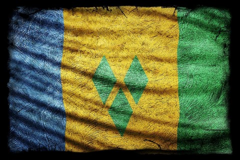 Saint Vincent and the Grenadines Flag, Grunge Texture Background