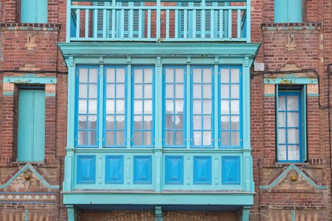 Belle Epoque houses along the French coast. Typical colorful Belle Epoque houses in Art Nouveau