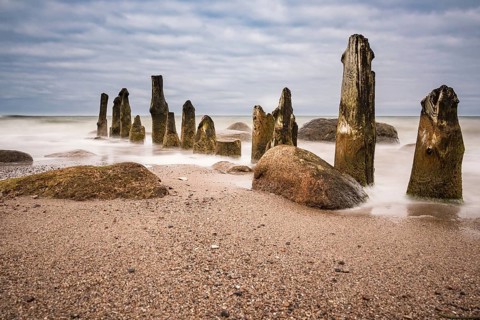 Groyne on the coast of the Baltic Sea