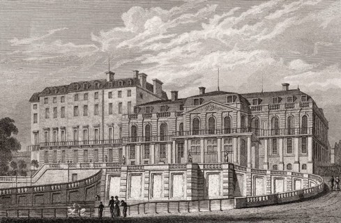Château de Saint-Cloud, Hauts-de-Seine, Paris, antique steel engraved print, 1831