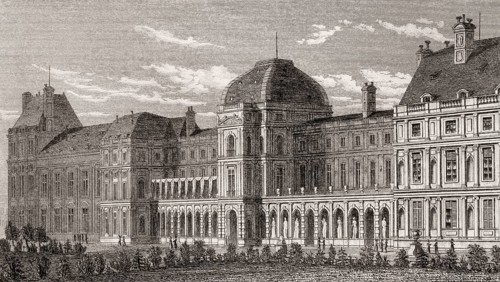Tuileries Palace, Paris, antique steel engraved print, 1831
