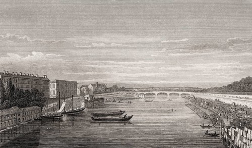 Pont Louis XVI, Pont de la Concorde, Paris, antique steel engraved print, 1831