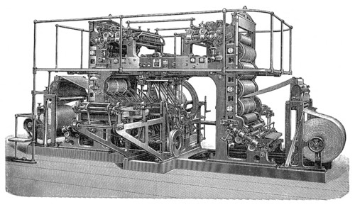 Historical illustration, 19th Century, 2 cylinder rotary printing press, Augsburg,