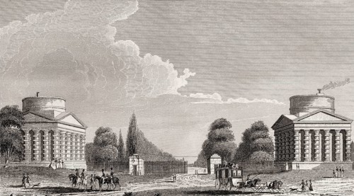 La barrière de l'Étoile, place de l'Étoile, antique steel engraved print, 1831