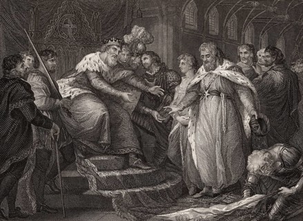 Edward, Prince of Wales, 1330-1376, presents the captive king John of France and his son to his