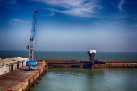 Crane in the harbour of Dover in Kent, England 2015