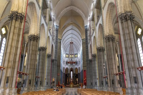 The interior of Lille Cathedral, the Basilica of Notre Dame de la Treille, at Lille, France, Europe