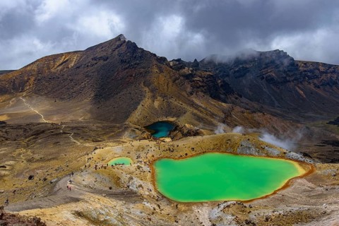Emerald Lakes at Tongariro National Park in New Zealand