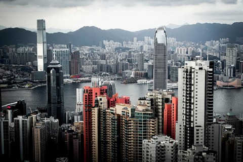 Skyscrapers of Hong Kong which is visible from the Victoria Peak. Shooting Location: Hong Kong