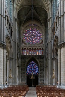 Reims, France- 13 September, 2022: view of the reverse side of the West Facade of the Reims