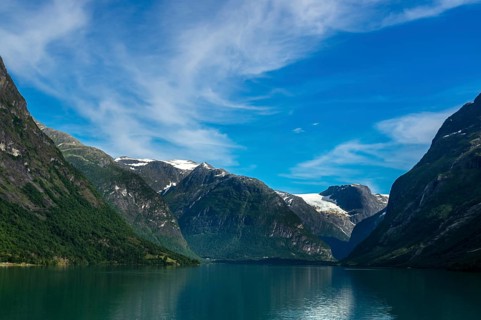 Lake at the Kjenndalsbreen glacier in Norway, part of the Jostedalsbreen. Lake at the