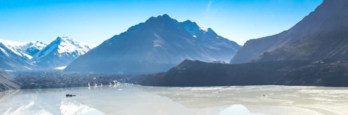 Mount Cook, New Zealand. plane ride to an area completely covered by ice and snow. Oceania. Web