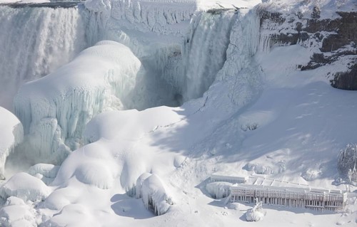 Winter Niagara Falls frozen snow and ice