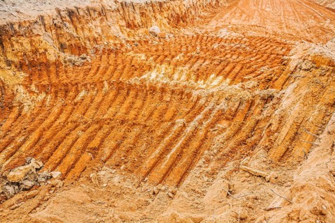 Texture of sand after working of exkavator