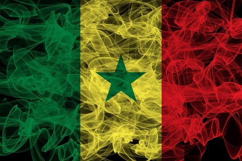 Senegal Smoke Flag on Black Background, Senegal flag