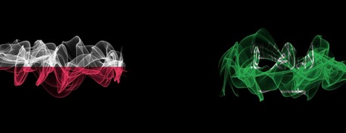 Flags of Poland and Saudi Arabia on Black background, Poland vs Saudi Arabia Smoke Flags