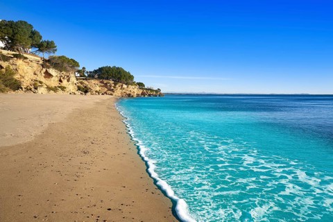 Cala Angels beach playa in Miami Platja of Tarragona at costa Dorada of Catalonia