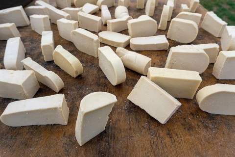 Mongolian dairy product Aaruul or Gurt made from drained sour milk drying