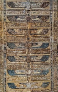 Ancient color egypt images and hieroglyphics on wall