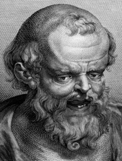 Democritus (460BC-370BC) on engraving from 1788. Ancient Greek philosopher. The most influental
