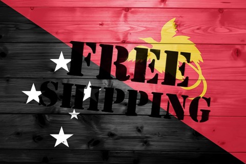 Papua New Guinea flag, Free Shipping on wooden transport box with flag Logistics Concept