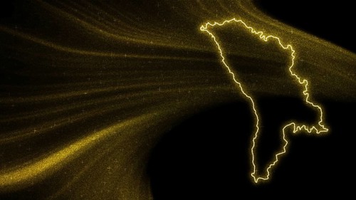Map of Moldova, Gold glitter map on dark background