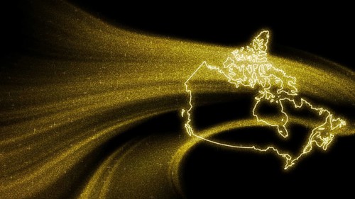 Map of Canada, Gold glitter map on dark background