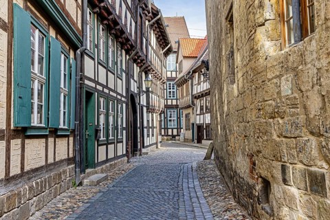 Pictures from the historical Quedlinburg historical half-timbered houses alley