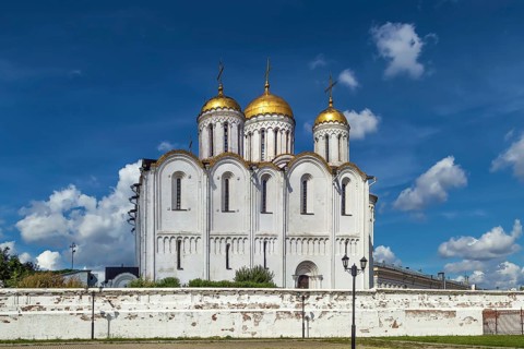 Dormition Cathedral in Vladimir used to be a mother church of medieval Russia in the 13th and 14th