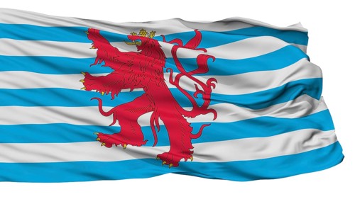 Civil Air Ensign Of Luxembourg Flag, Isolated On White Background