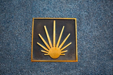 Saint James Way sign in Salamanca along the Via de la Plata of spain