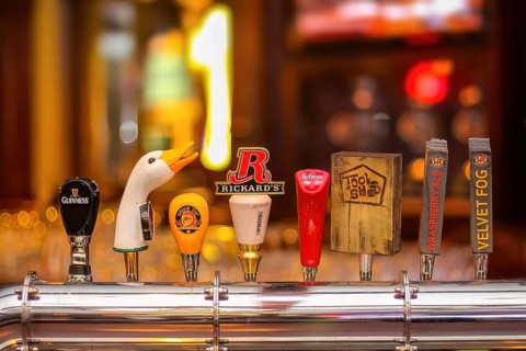 Calgary, Alberta, Canada. Jan 10, 2024. International and Local tap draft or draught beer